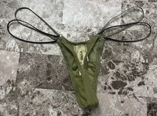 Victoria's Secret PINK - M Mesh Strappy Micro Thong Panty - Olive Green Medium
