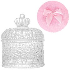 Large Body Powder Puffs and Containers, Crystal Clear Powder Container with Soft