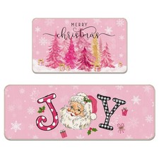 2 Pieces Christmas Kitchen Rugs and Mats Set Non Slip Xmas Rugs and Mats for ...