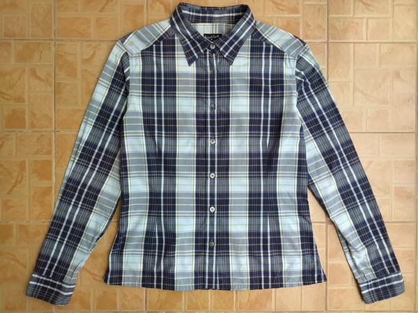 MARGARET HOWELL KARIERTES HEMD MIT KNÖPFEN BLAU GRÖSSE 2 (M)