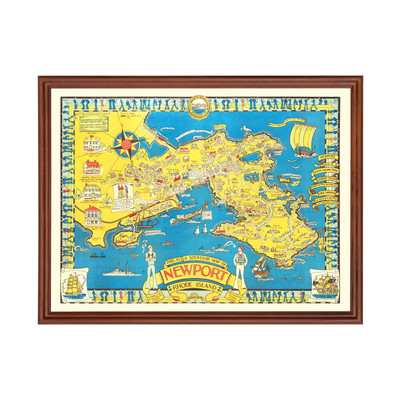 Old Map of Newport, RI 1945 - Vintage Newport Rhode Island A