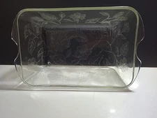 Rare 1940’s McKee Glass Hibiscus Ovenware Flamex Large Roaster Casserole Dish