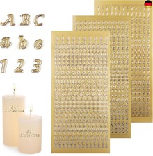 Wachsbuchstaben f&uuml;r Kerzen - Vaktop 3 Blatt Buchstaben Aufkleber mit Zahlen,