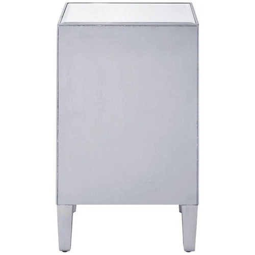 Elegant Decor Reflexion 1 Door Mirrored End Table in Antique Silver - Picture 6 of 11