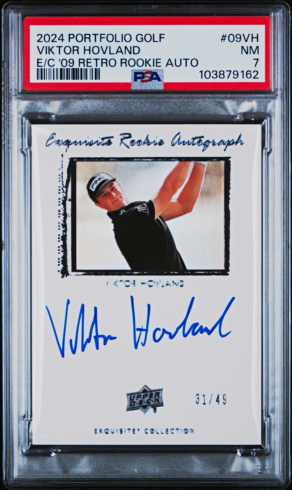 Upper Deck 2024 Portfolio Retro RC Auto Viktor Hovland #09-VH /49 PSA 7