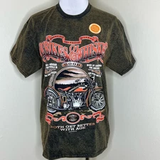 Hot Leathers Biker Tee Mens Medium Ol' Bikes & Whiskey Graphic Motorcycle New