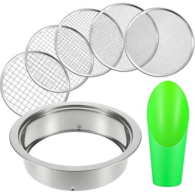 Soil Sieve Set Stainless Steel Garden Soil Sifter, Compost Mesh Sifter with 5...