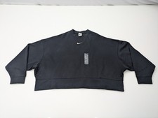 Nike Sportswear Women XL Oversized Black Crewneck Sweatshirt Black Center Swoosh
