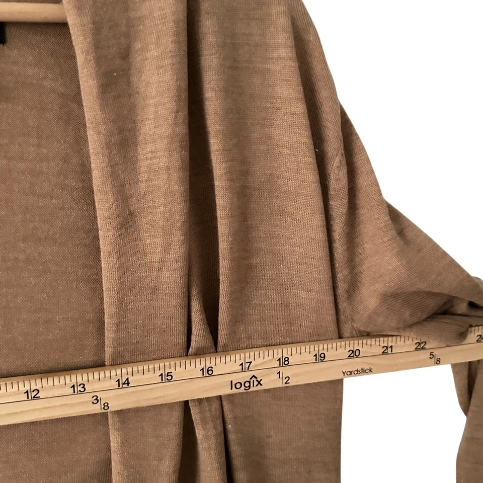 Tahari Brown Beige Superfine Merino Wool and Silk Open Cardigan Size L - Image 4 of 4