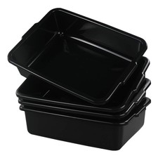 Small 8 L Commercial Tote Box Utility Bus Tubs Black 4Pack Set