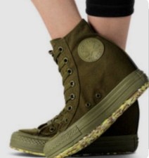 Women's Converse Chuck Taylor All Star Lux Wedge Platform Olive Green Size 6.5