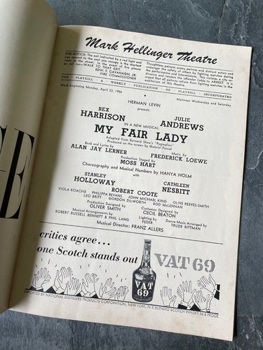 Original 1956 MY FAIR LADY Playbill Rex Harrison Julie Andrews Mark Hellinger - Picture 3 of 5