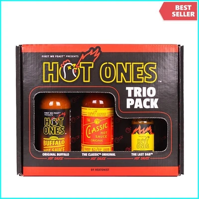 Hot Ones Hot Sauce Trio Gift Pack, Spicy Buffalo Classic Heat Sauces