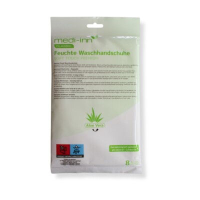 Medi-Inn Soft Touch Premium, 1 x 8 Stk, Feuchte Waschhandschuhe mit Aloe Vera