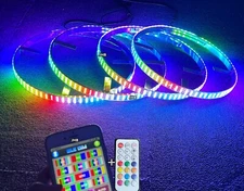 JHB 17.5" TRIPLE ROW RGB CHASING Flow LED Wheel Rim Tire Lights App & Remote Kit