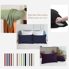 2 Pcs Zippered Pillowcases Soft Microfiber Pillow Cases Queen/STD/King/Travel