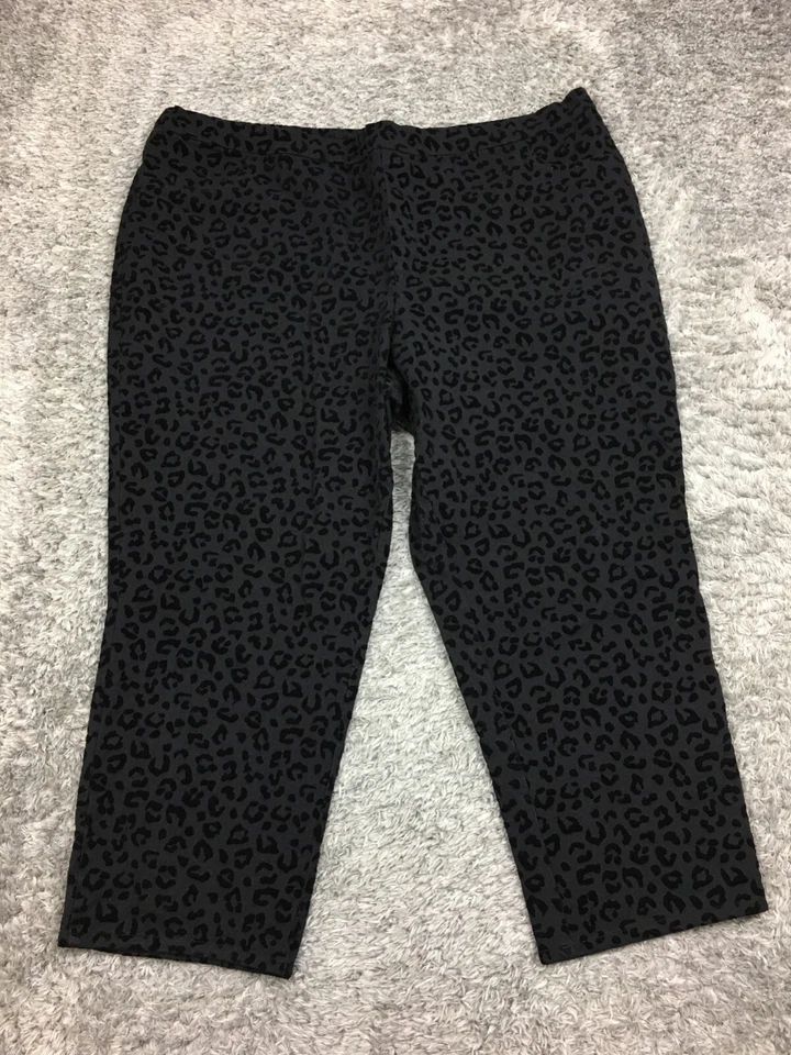 Calça cropped Isaac Mizrahi Live feminina tamanho 22WP preta chita puxar algodão - Imagem 3 de 4