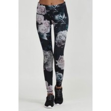 Noli Active Allure Leggings Floral Roses Ankle Cropped Made In USA Size XS