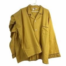 Vtg BVD Permanent Press Flannel Pajama Set Mens E 2X Button Top Bottom Gold NOS