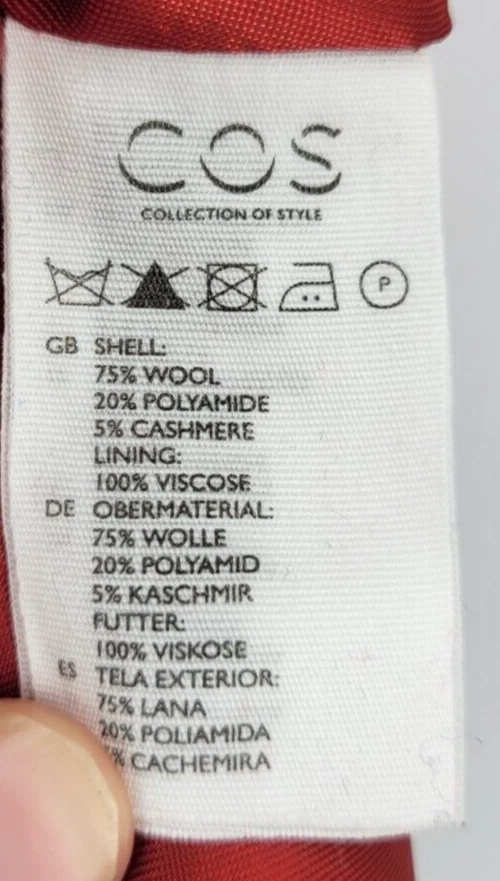 COS Skirt Womens 8 Red Wool Pencil Straight Full Back Zip Career Classic - Image 4 of 4