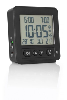 Funkwecker mit Snooze-Funktion Schwarz 2 Weckzeiten einstellbar 