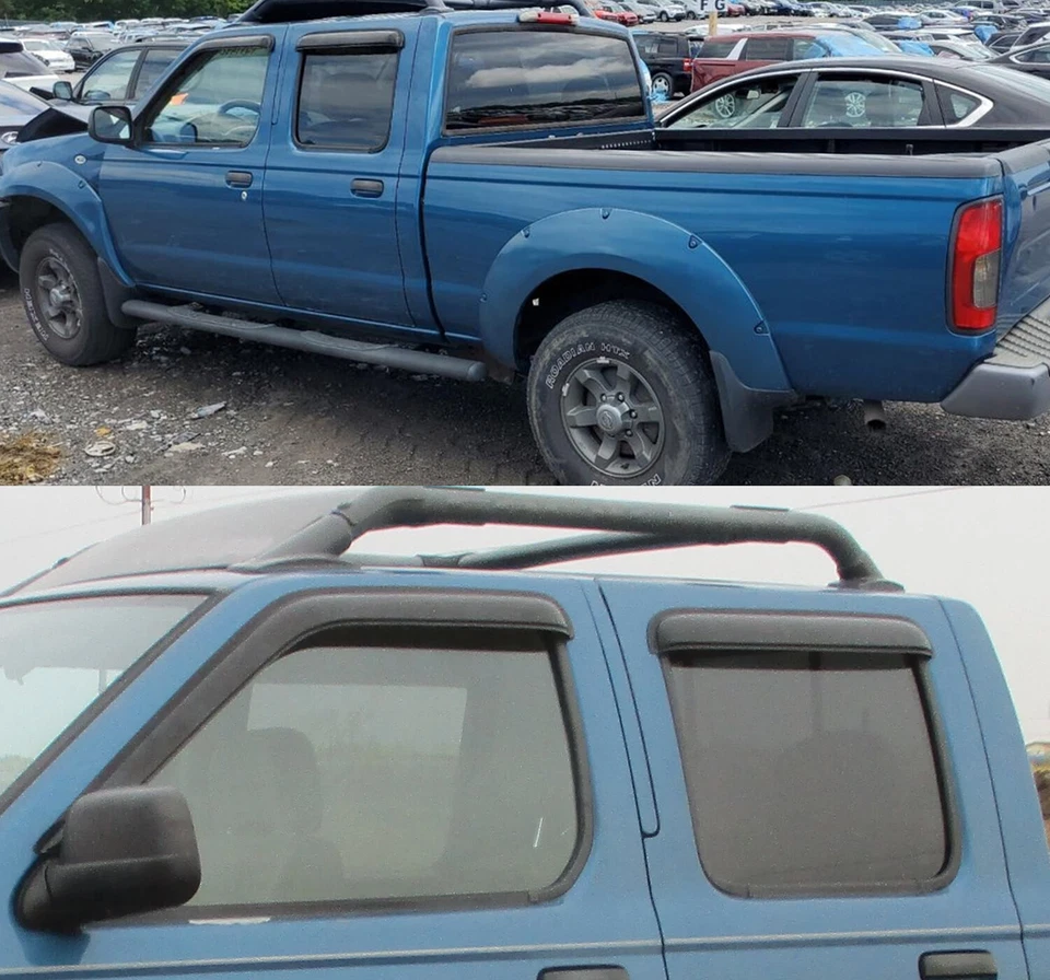 Fit 2000-2004 Nissan Frontier Crew Cab Window Visors Sun Shade Rain Wind Guards Foto 2 de 4