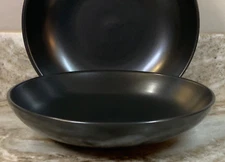 Large Pasta Bowls Black Trilogy Set Of 2. Matte Finish. 9 Inch. New.