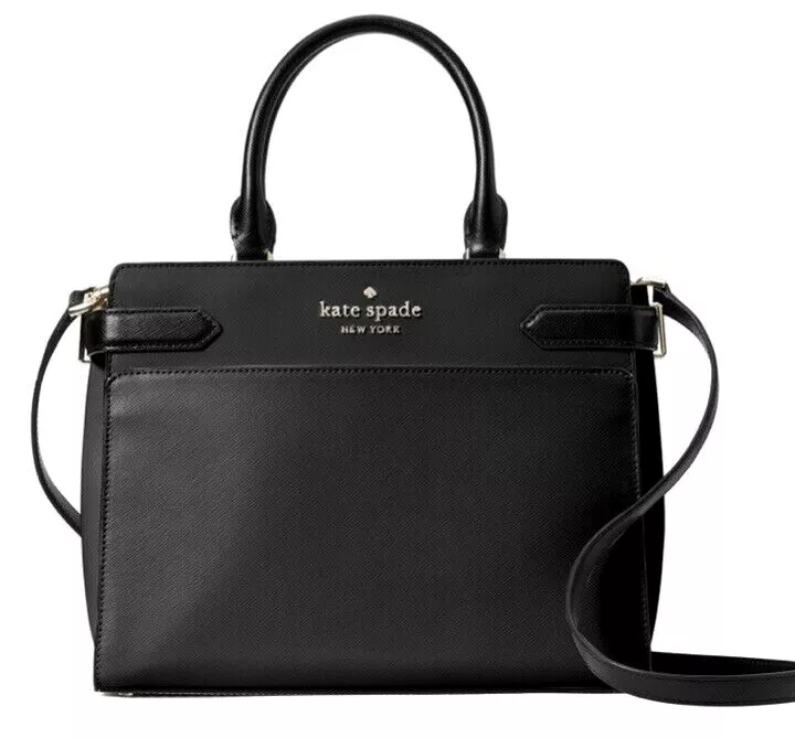 New Kate Spade Staci Medium Satchel Saffiano Leather Black | eBay