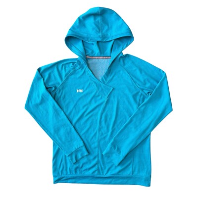 HELLY HANSEN Performance Hoodie Womens Large Lightweight Stretch Bright Blue