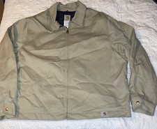 Carhartt J293 Quilted Nylon-Lined Twill Work Jacket Men  s Sz 2XL Khaki