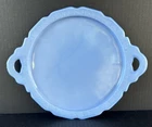 Jeanette Cherry Blossom Delphite Blue Glass Serving Platter 10" Round Two Handle