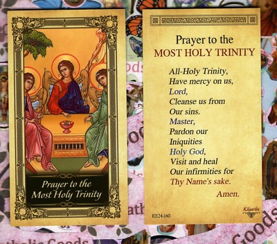 Holy Trinity by Andrei Rublev + Prayer - Paperstock Holy Card