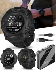 Garmin Instinct 3 Tactical Solar 50mm GPS Rugged Outdoor Smartwatch w/Power Bank