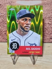 Akil Baddoo 2022 Topps Chrome Platinum Anniversary Yellow Lava /250 #228 Tigers