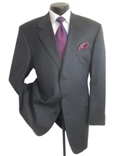 ]] Malibu Clothes Beverly Hills Gray Plaid 3Button Wool Suit 46L~Pant W40"x L32"