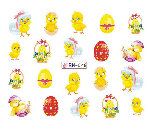 Happy Easter! Nail Stickers Water Transfer Spring Bunny Egg Basket Bird Blessing - Picture 7 of 10