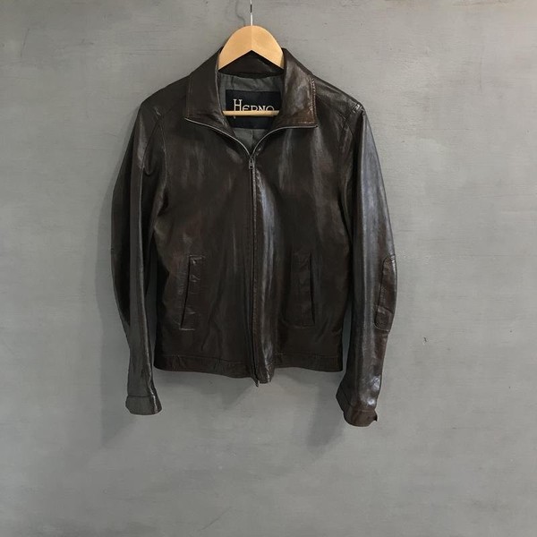 Men Herno Jacket Brown Leather 36 / S / 44
