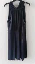 Black halter tie neck A-line dress.