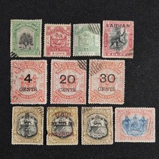 TRÈS BEAU LOT DE 11 TIMBRES NORTH BORNEO RARE OBLITÉRÉS UN NEUF*