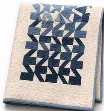 Modern Baby Quilt Blue White Geometric Crib Blanket Nursery Bedding Unisex