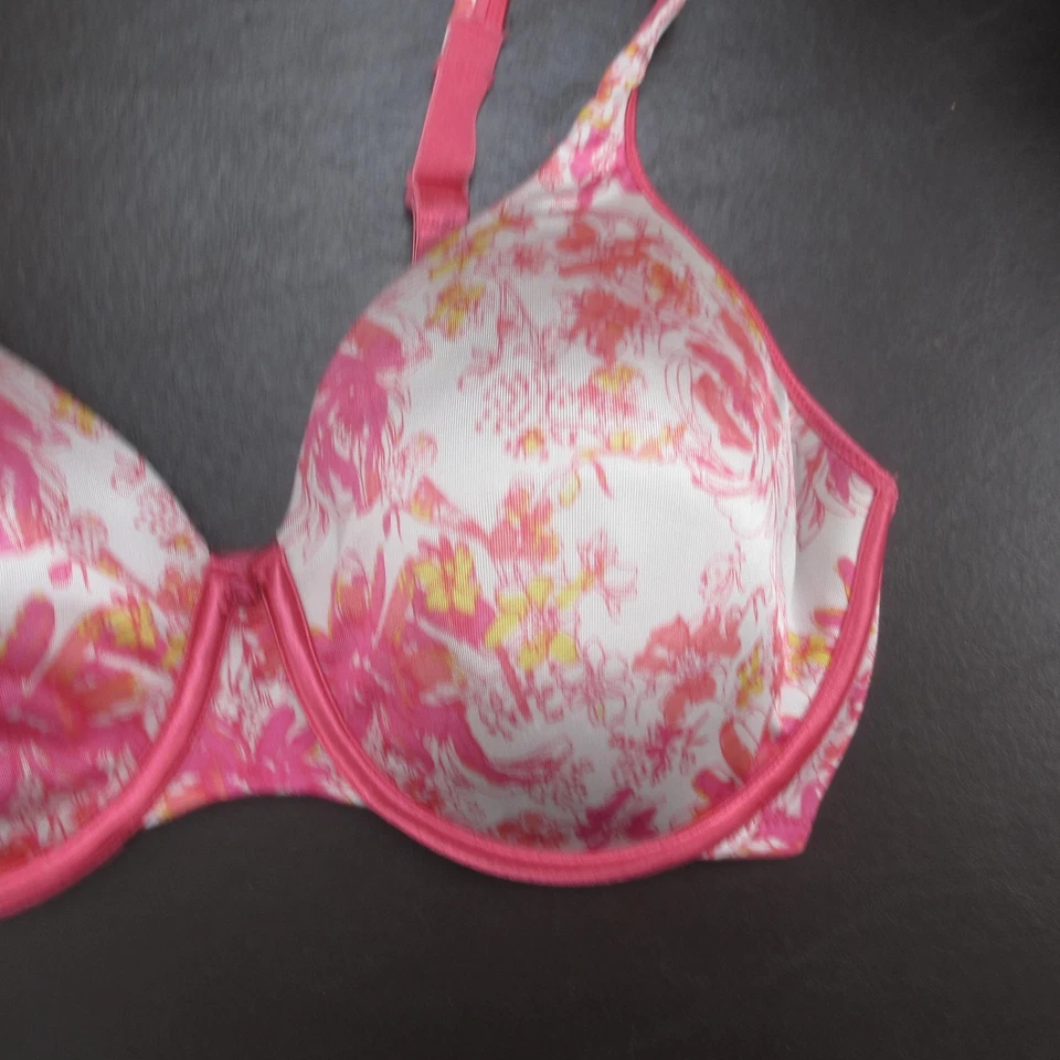 Sujetador floral Hanes para mujer 36DD rosa con aros ligeramente forrado cobertura completa comodidad Foto 4 de 4