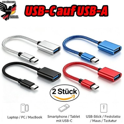 2x USB C auf USB A OTG Adapter Kabel Typ-C Stecker zu USB-A Buchse Handy Laptop
