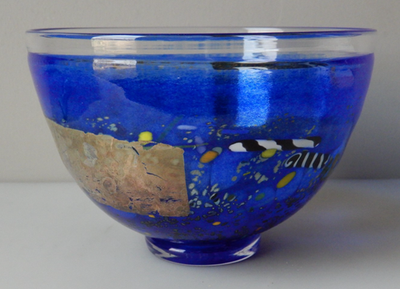 Kosta Boda Artist Coll Blue Satellite Art Glass Bowl Bertil