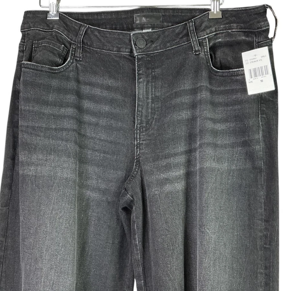 Kut From The Kloth Jeans Women 16 Black Stretch Mid Rise Wide Leg NEW - Image 2 of 4