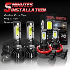 H4 H11 Led Headlight Bulbs Kit 6000k Fit 99-2000 Honda Civic High-low Beam