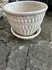 McCoy 1960’s Vintage Beaded White 3 3/4" Flower Pot Planter  Saucer
