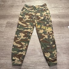 True Religion Joggers Adult 30 Camo Green Cotton Blend Logo Graphic 30x26 Lounge