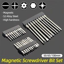 Magnetic Screwdriver Bits Set Slotted Phillips Torx Hex Head Drill Bit 1/4" Hex