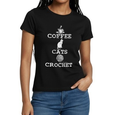 Coffee Cats Crochet | Kaffee Katze Häkeln Frauen T-Shirt