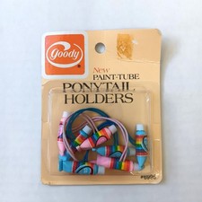 Vintage 1982 Goody Pink Blue Paint-Tube Ponytail Holders - 2 Of Each Color